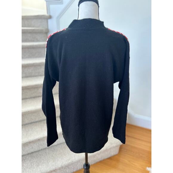 Vintage 90s Black, Red & Grey Reindeer Snowflake Patchwork Sweater - Picture 4 of 5